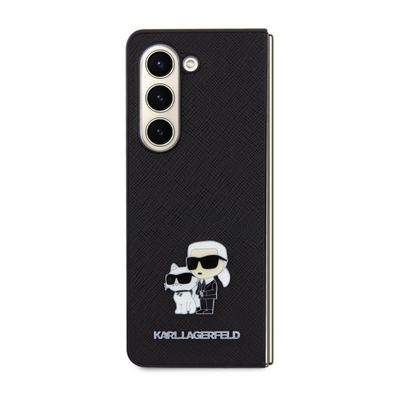 Karl Lagerfeld PU Saffiano Karl and Choupette NFT Zadný Kryt pre Samsung Galaxy Z Fold 5 Black