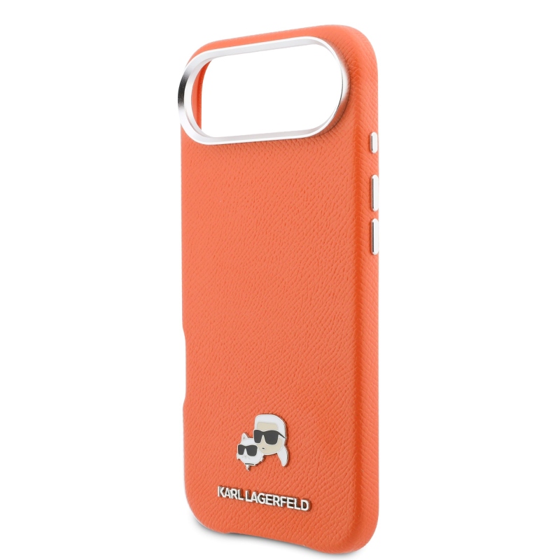 Karl Lagerfeld PU Karl and Choupette Heads Pins MagSafe zadný kryt pre iPhone Air Orange