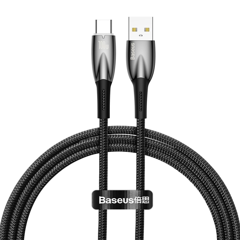 Baseus Glimmer Series Fast Charging Dátový Kábel USB-A - USB-C 100W 1m Black