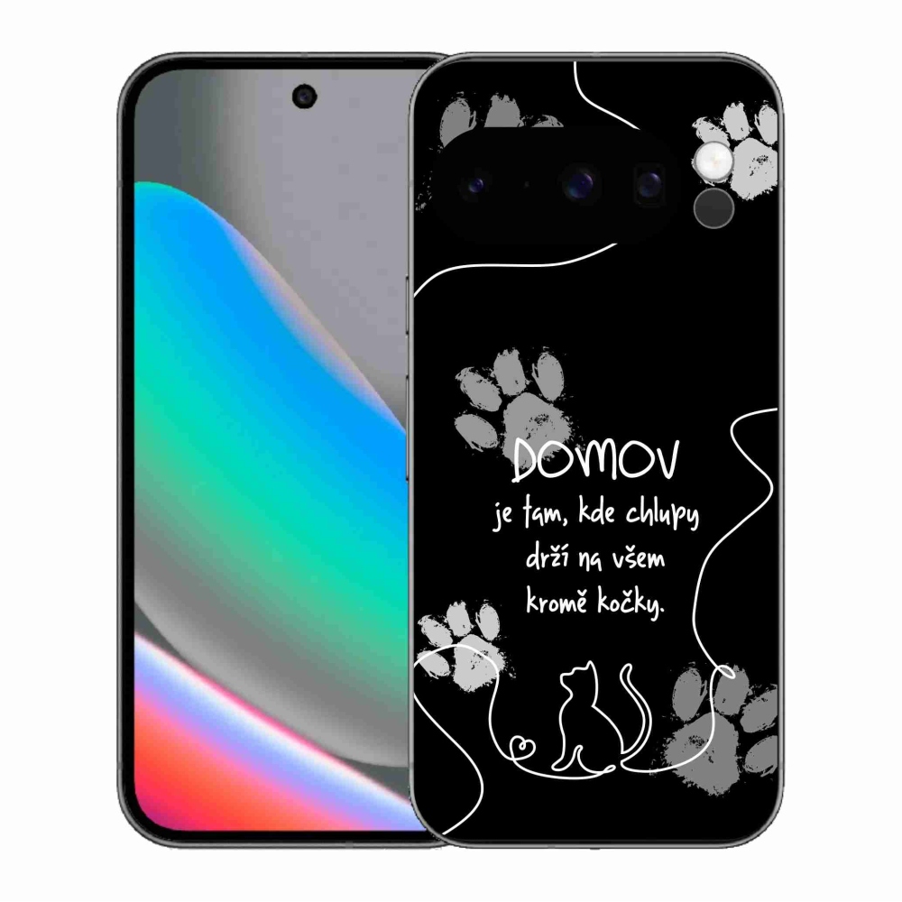 Gélový kryt mmCase na Google Pixel 10 Pro - mačacie motív čierne pozadie