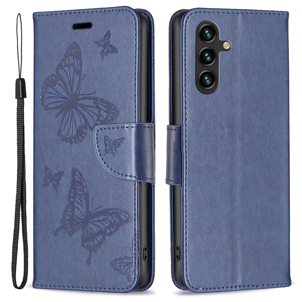Butterfly knižkové púzdro na Samsung Galaxy A55 5G - tmavomodré