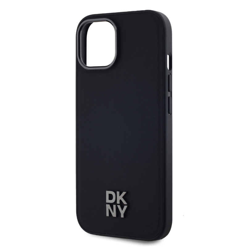 DKNY PU Leather Stack Logo Magsafe Zadný Kryt pre iPhone 15 Black