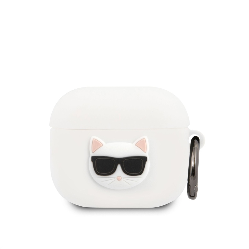 Karl Lagerfeld Choupette Head Silikónové puzdro pre Airpods 3 White