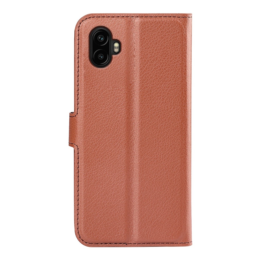 Litchi knižkové púzdro na Samsung Galaxy Xcover 7 Pro - hnedé