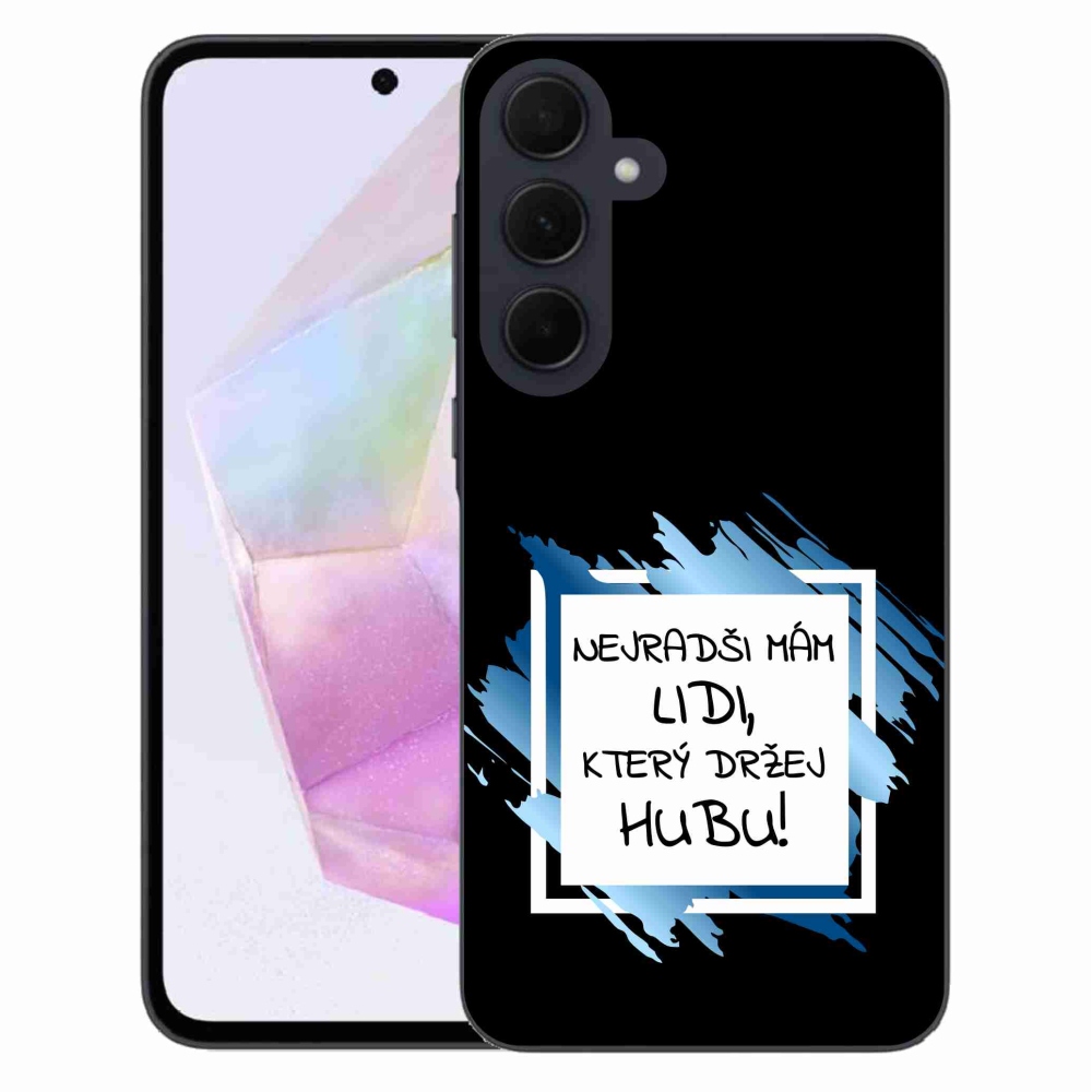 Gélový kryt mmCase na Samsung Galaxy A35 5G - vtipný text 7 bieločierne pozadie