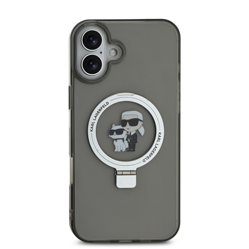 Karl Lagerfeld Ringstand Karl and Choupette MagSafe zadný kryt pre iPhone 16 Black