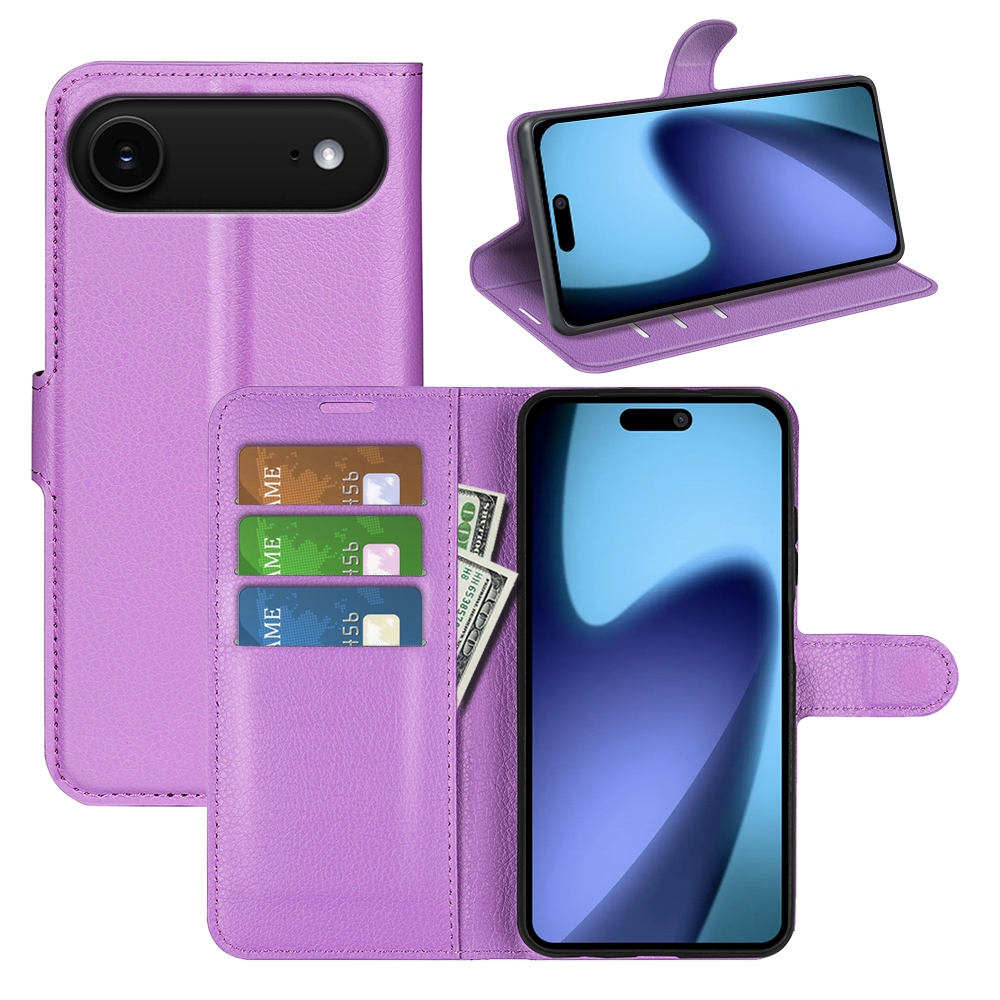 Litchi knižkové púzdro na iPhone 17 Air - fialové