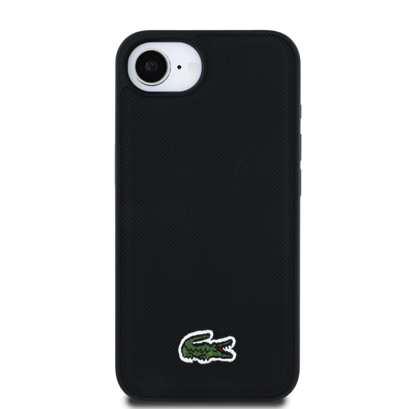 Lacoste Iconic Petit Pique Woven Logo MagSafe Zadný Kryt pre iPhone 16e Black