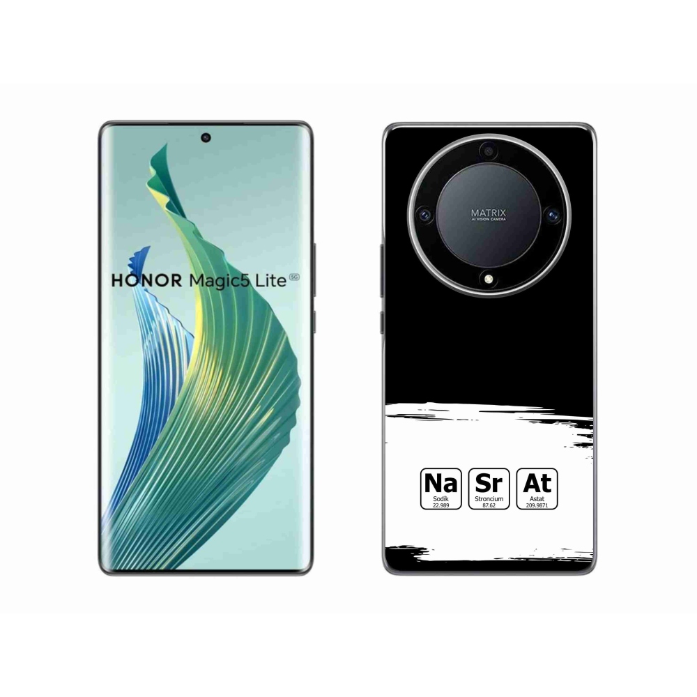 Gélový kryt mmCase na Honor Magic 5 Lite 5G - chemické prvky bieločierne pozadie
