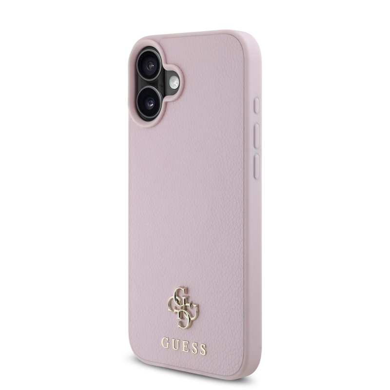 Guess PU Grained 4G Small Metal Logo MagSafe Zadný Kryt pre iPhone 16 Pink