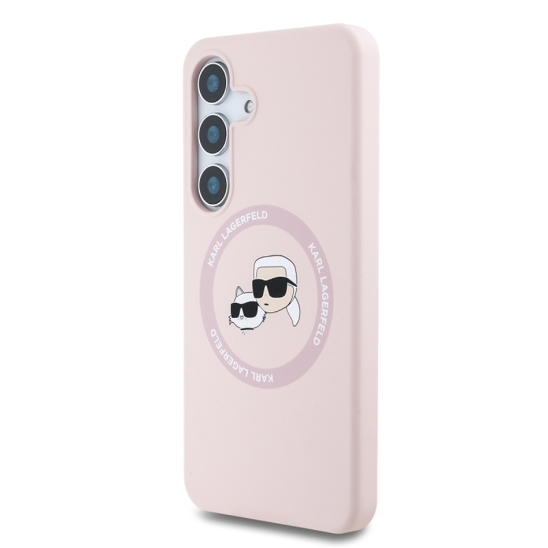 Karl Lagerfeld Liquid Silicone K&CH Heads MagSafe Zadný Kryt pre Samsung Galaxy S25 Pink