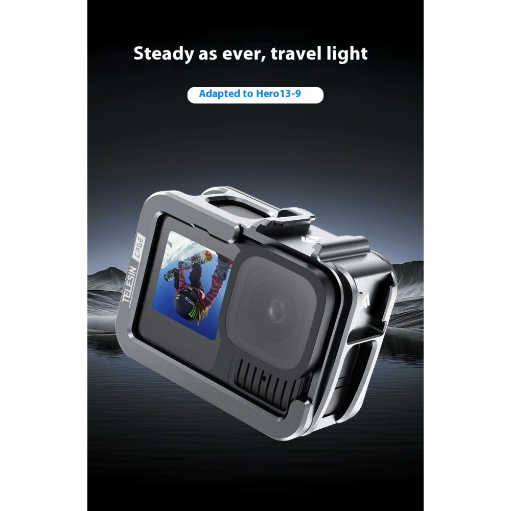 TELESIN kovová ochranná klietka pre GoPro Hero 13/12/11 s vertikálnou montážou