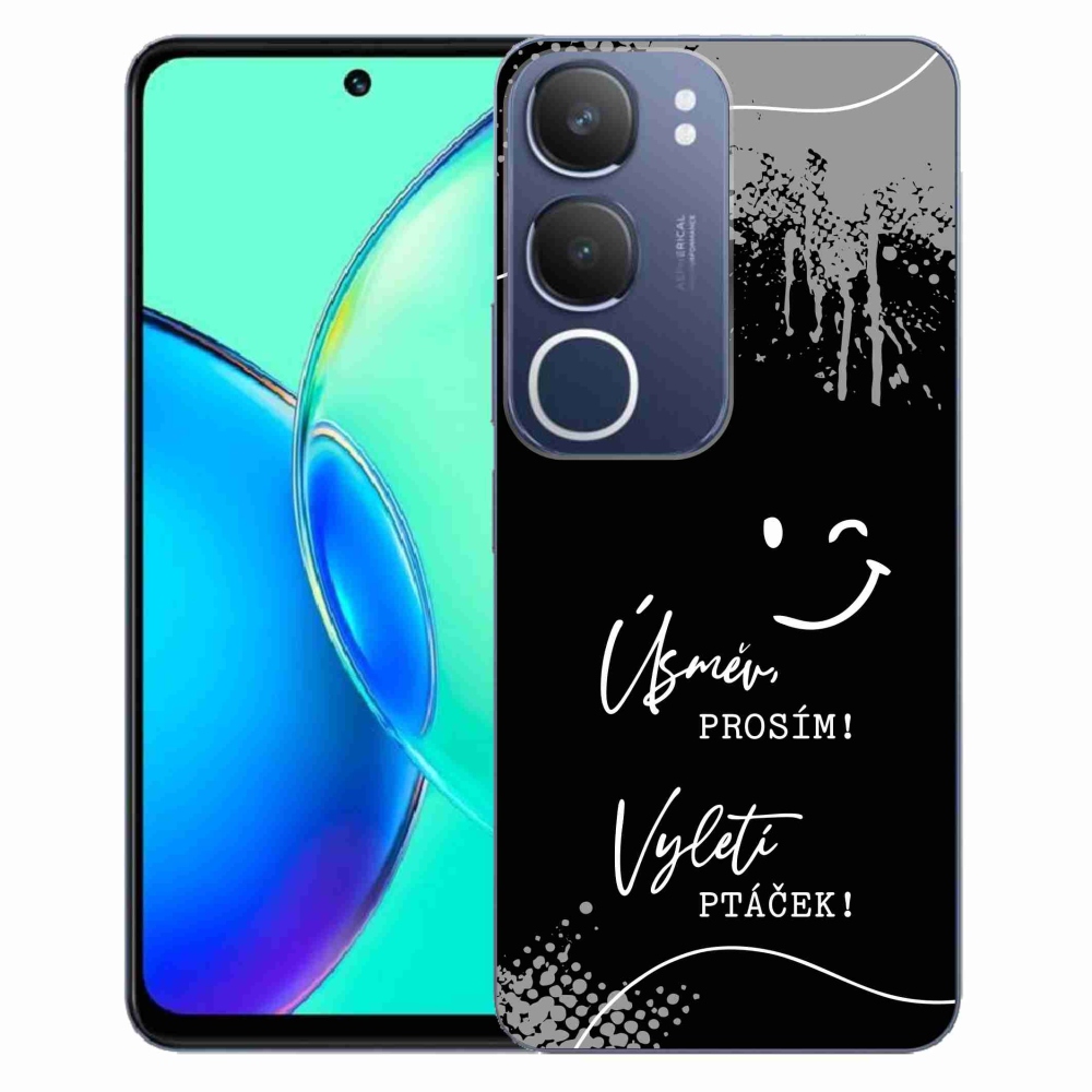 Gélový kryt mmCase na Vivo Y19s - vtipný text 4 čierne pozadie