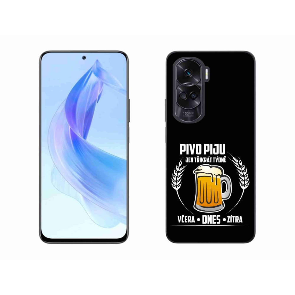 Gélový kryt mmCase na Honor 90 Lite - pivný motív čierne pozadie