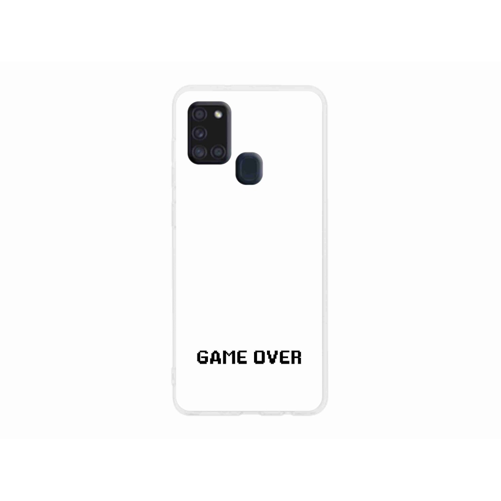 Gélový kryt mmCase na Samsung Galaxy A21s - game over biele pozadie