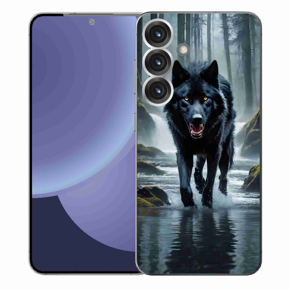 Gélový kryt mmCase na Samsung Galaxy S25+ - čierny vlk