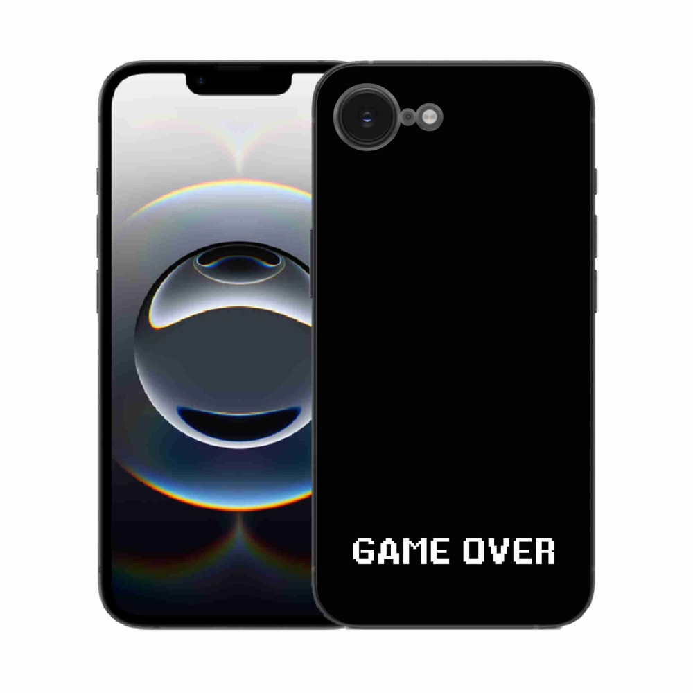 Gélový kryt mmCase na iPhone 16e - game over čierne pozadie
