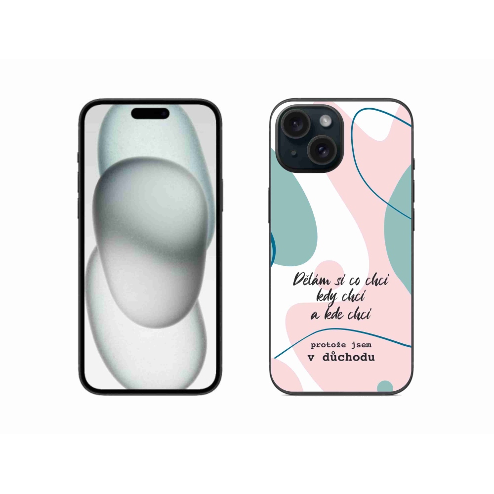 Gélový kryt mmCase na iPhone 15 - vtipný text 10 biele pozadie