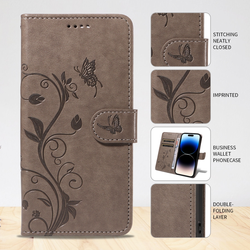Flowers knižkové púzdro na Xiaomi Redmi 15C 4G/5G (173mm) - šedé