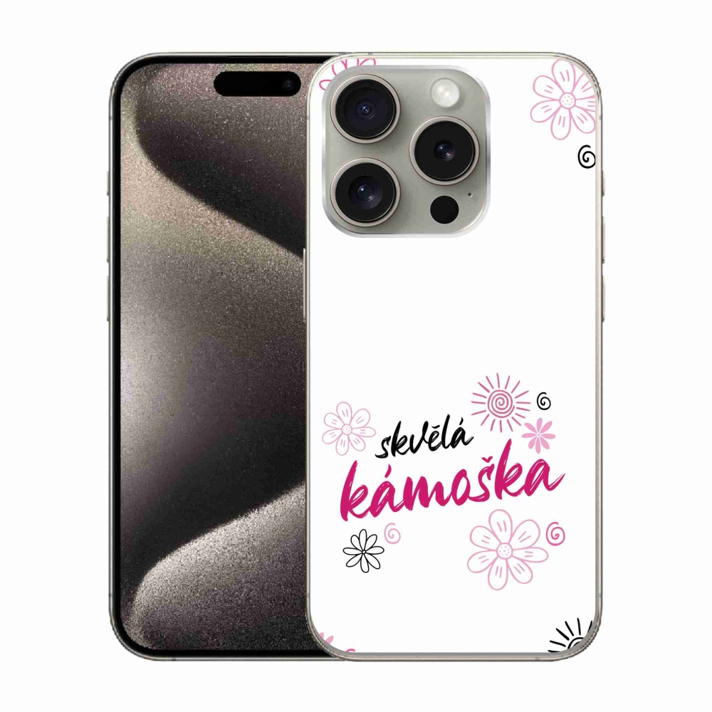 Gélový kryt mmCase na iPhone 15 Pro - skvelá kamoška biele pozadie