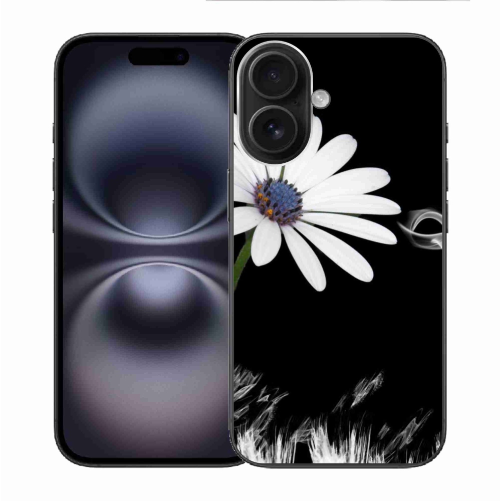 Gélový kryt mmCase na iPhone 16 - biela kvetina