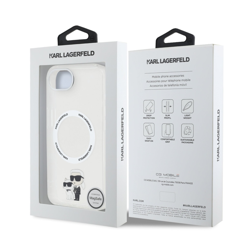 Karl Lagerfeld IML Karl and Choupette MagSafe Zadný Kryt pre iPhone 16e Transparent