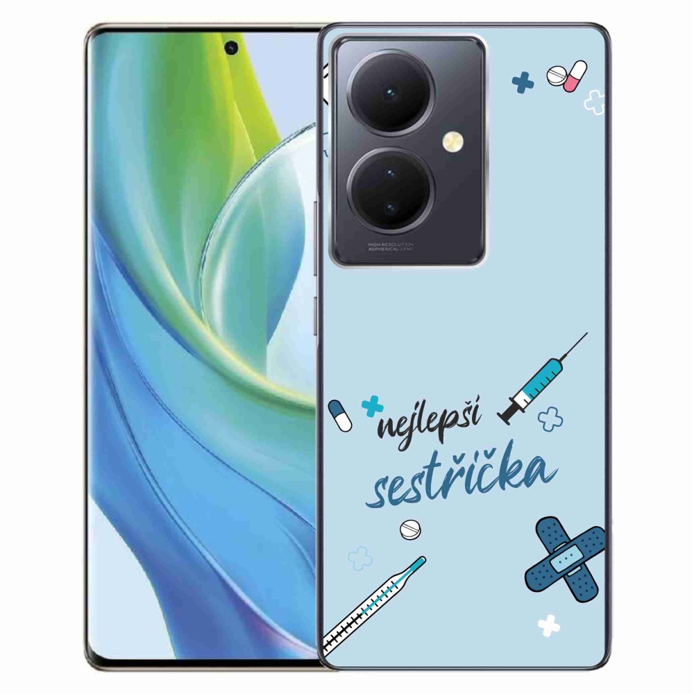 Gélový kryt mmCase na Vivo V29 Lite 5G - najlepšia sestrička modré pozadie
