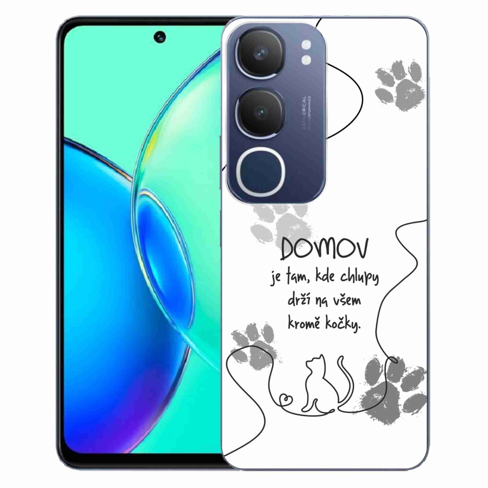 Gélový kryt mmCase na Vivo Y19s - mačacie motív biele pozadie