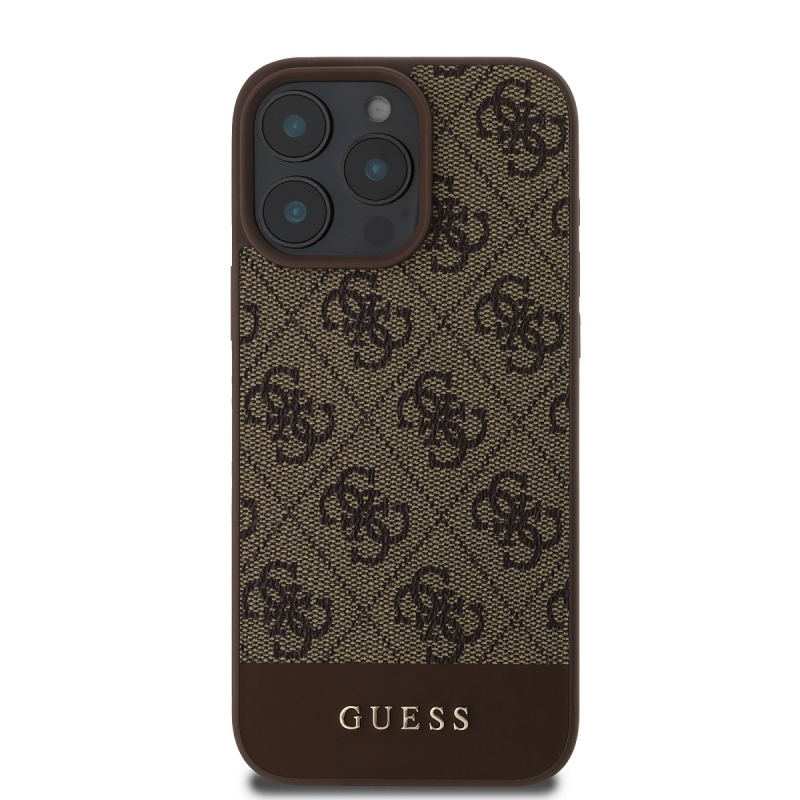 Guess PU 4G Stripe Zadný Kryt pre iPhone 16 Pro Max Brown