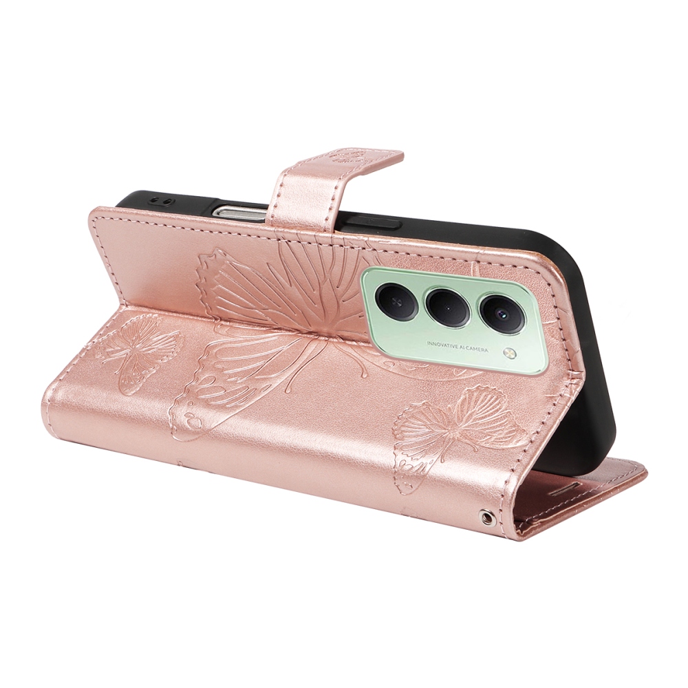 Big Butterfly knižkové púzdro na Xiaomi Redmi 15 4G (171mm) - ružovozlaté