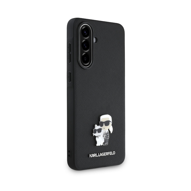 Karl Lagerfeld PU Saffiano Metal Karl and Choupette Zadný Kryt pre Samsung Galaxy A56 Black
