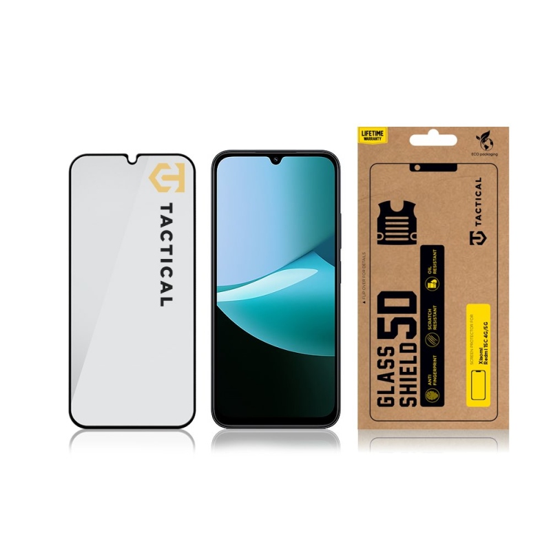 Taktický sklenený štít 5D sklo pre Xiaomi Redmi 15C 4G/5G Black
