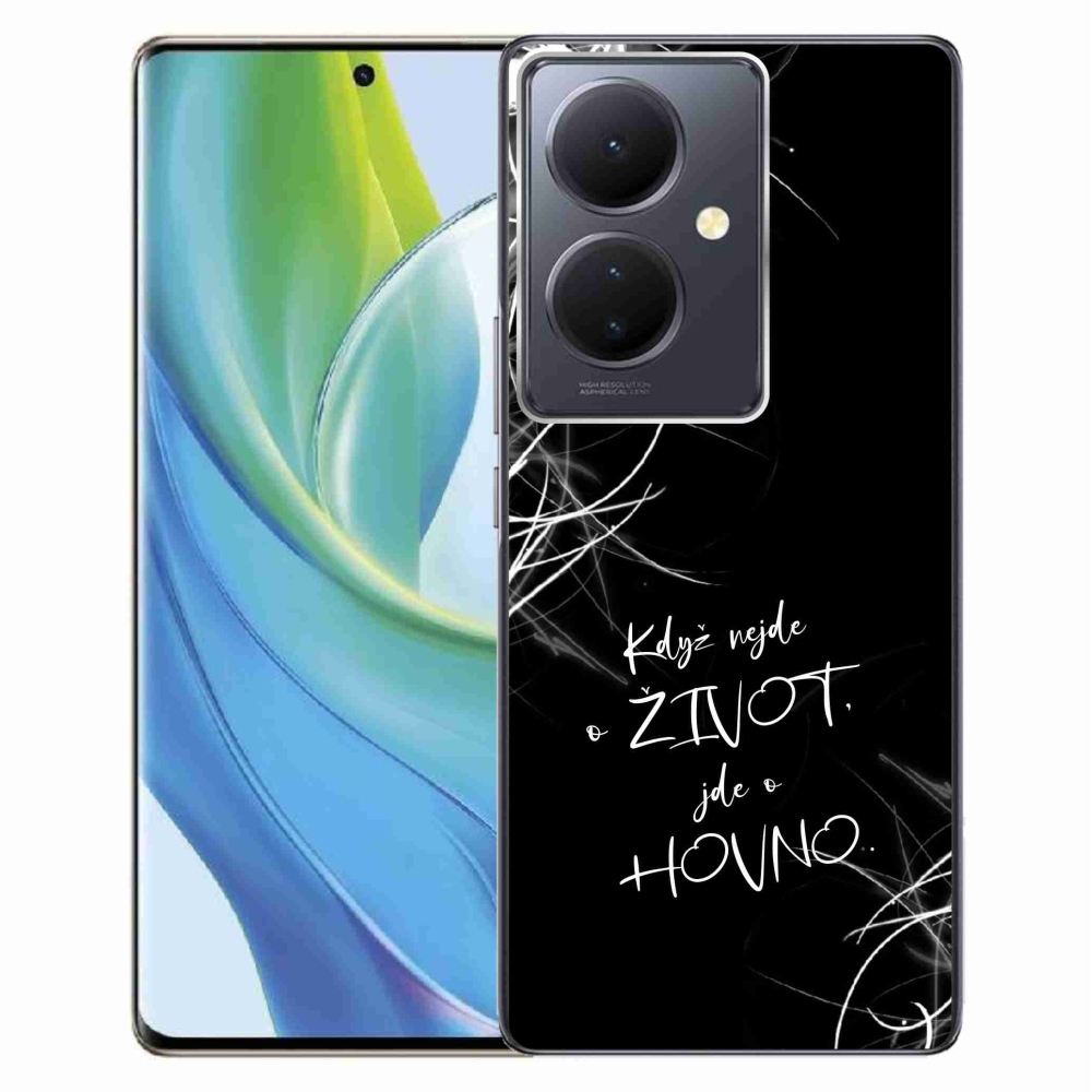 Gélový kryt mmCase na Vivo V29 Lite 5G - vtipný text 16 čierne pozadie