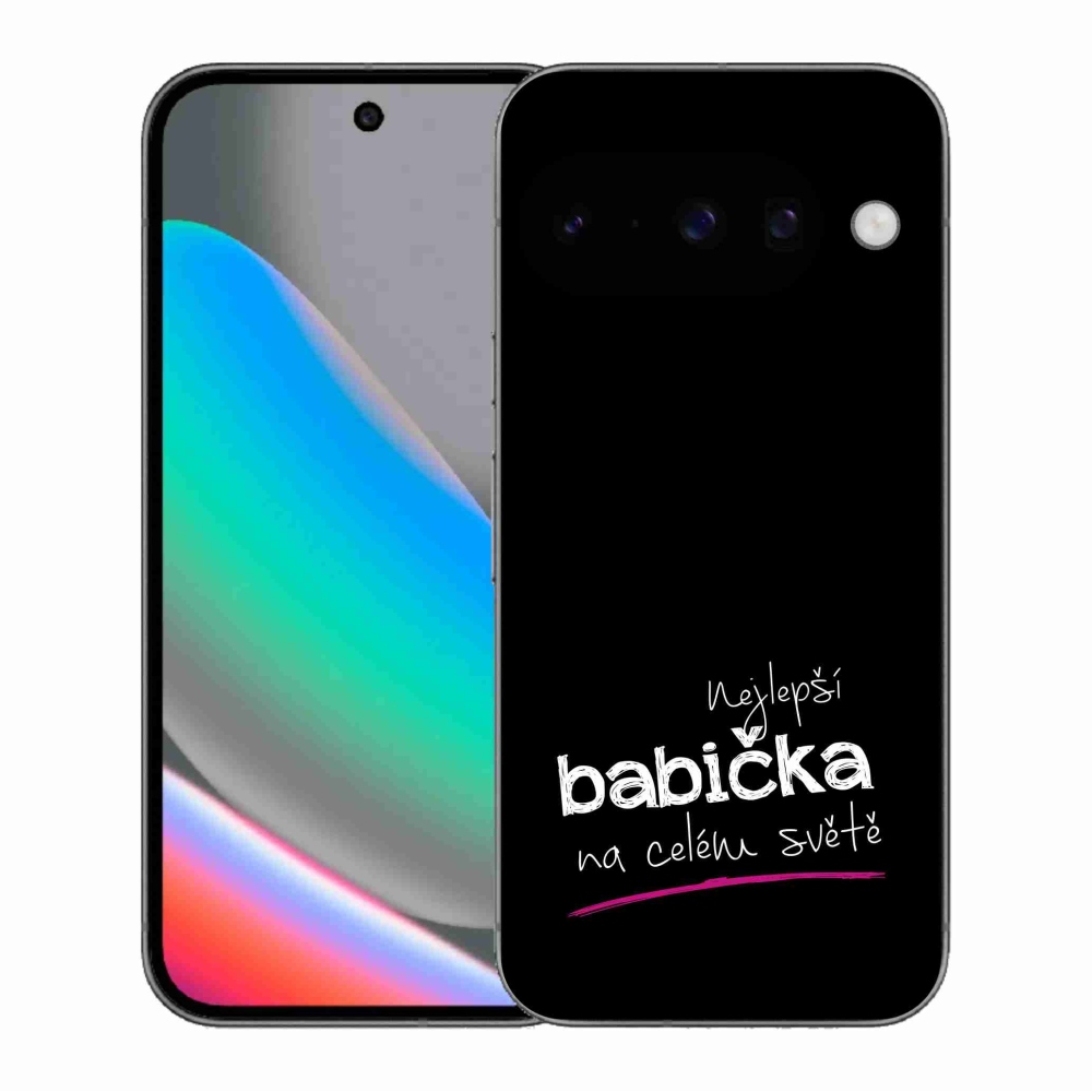 Gélový kryt mmCase na Google Pixel 10 - najlepšia babička 4 čierne pozadie