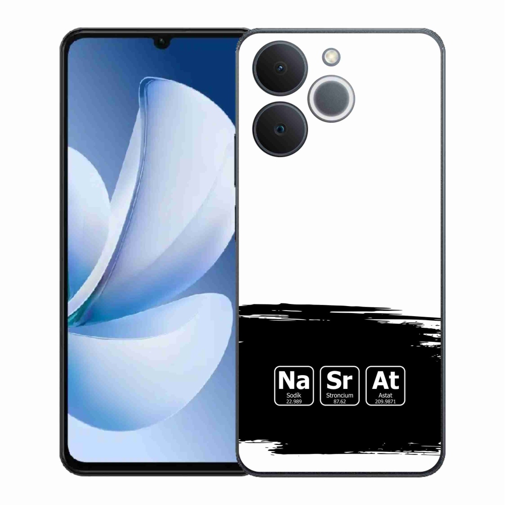Gélový kryt mmCase na Realme Note 70T - chemické prvky čiernobiele pozadie