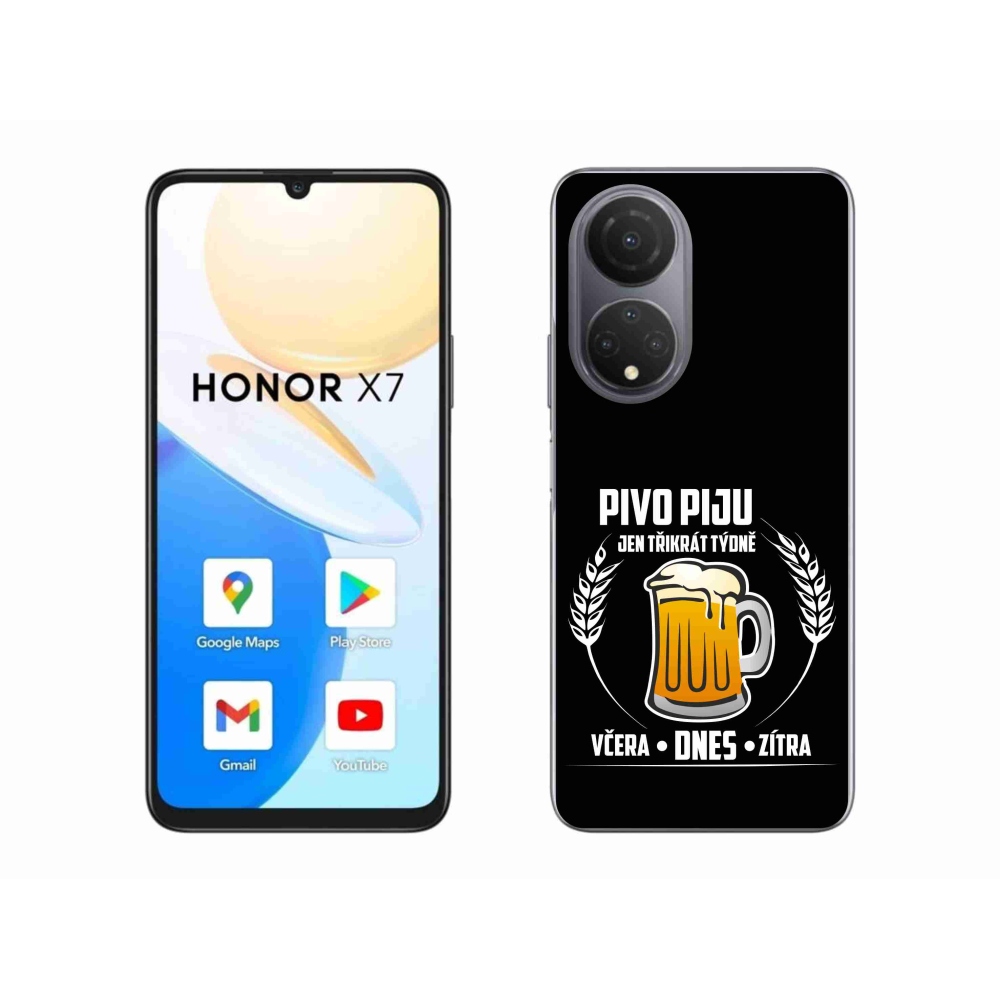 Gélový kryt mmCase na Honor X7 - pivný motív čierne pozadie