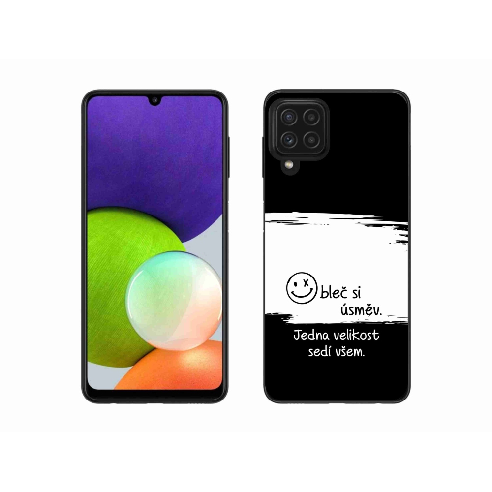 Gélový kryt mmCase na Samsung Galaxy A22 4G - vtipný text 8 bieločierne pozadie