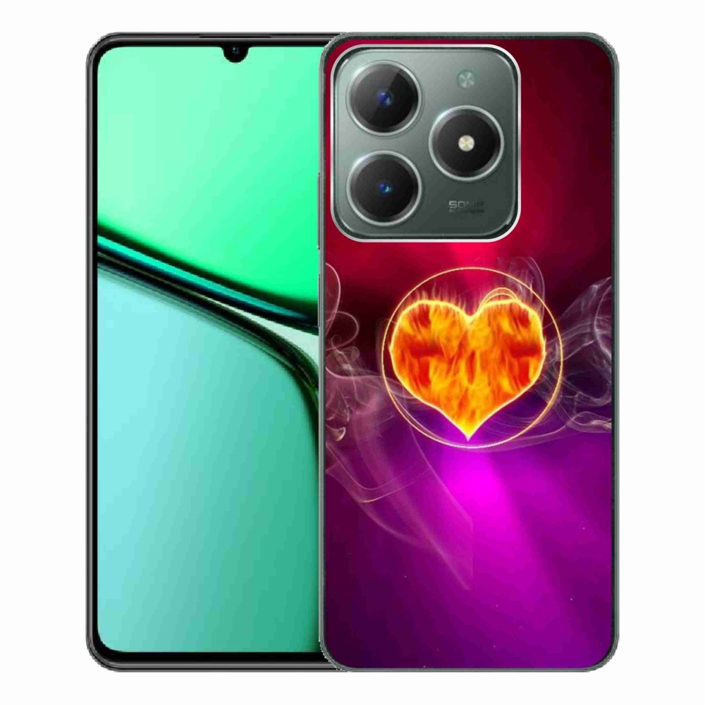Gélový kryt mmCase na Realme C61 - ohnivé srdce