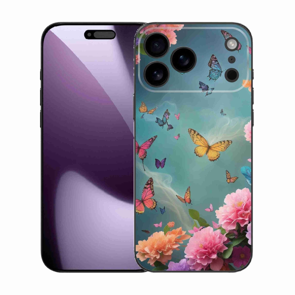 Gélový kryt mmCase na iPhone 17 Pro Max - farebné kvety a motýle