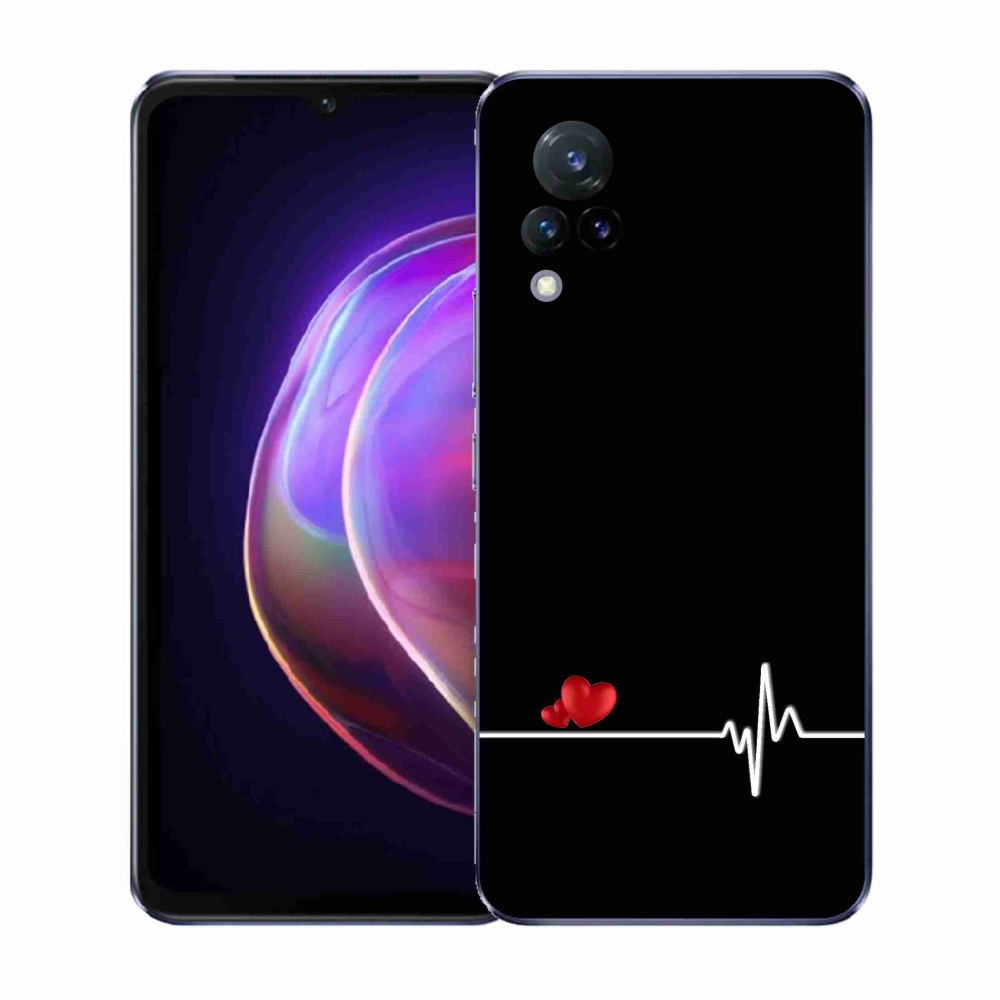 Gélový kryt mmCase na Vivo V21 4G/5G - srdce a tep čierne pozadie