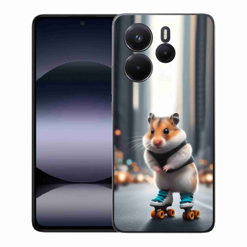 Gélový kryt mmCase na Xiaomi Redmi Note 14 - škrečok na korčuliach