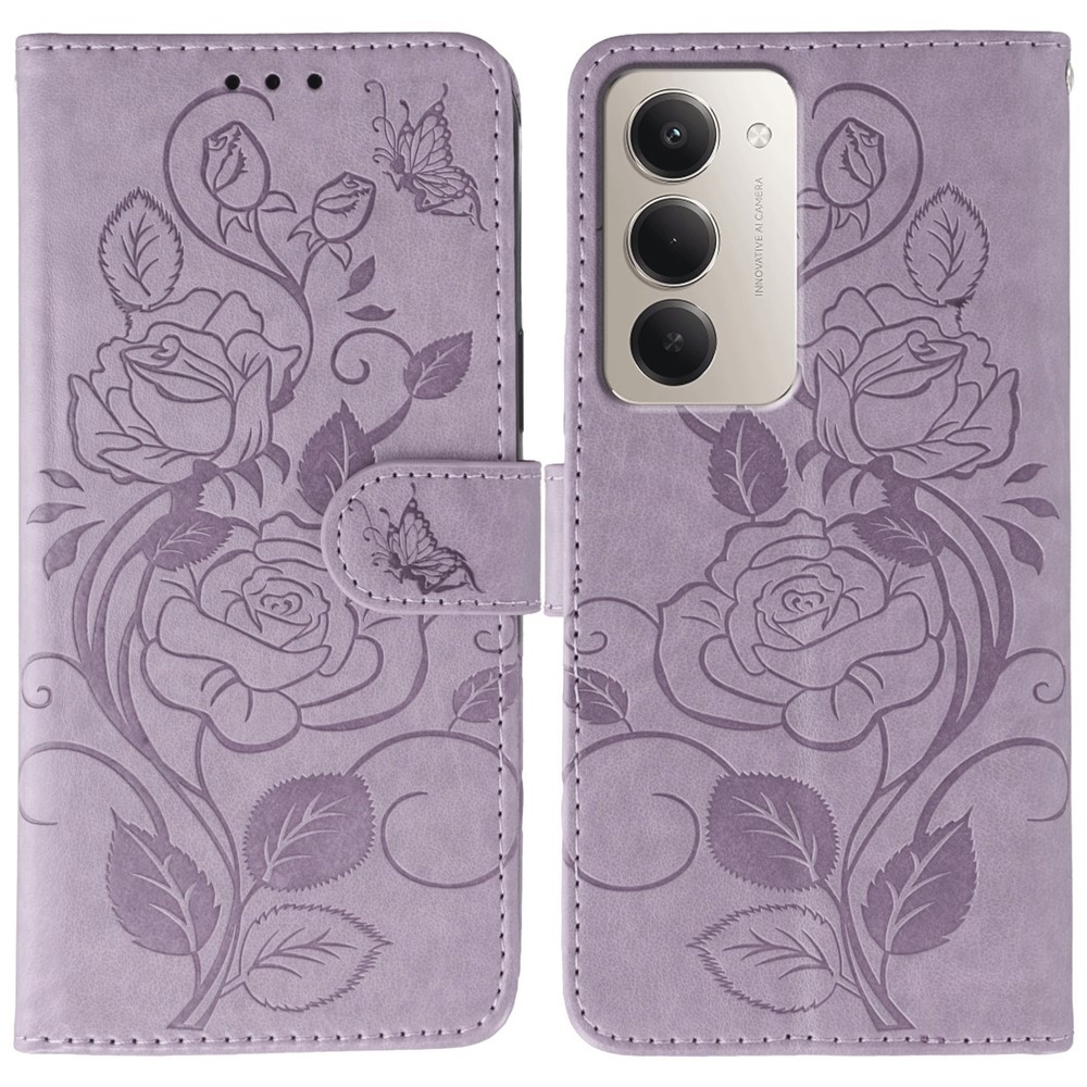 Roses knižkové púzdro na Xiaomi Redmi 15 5G - fialové