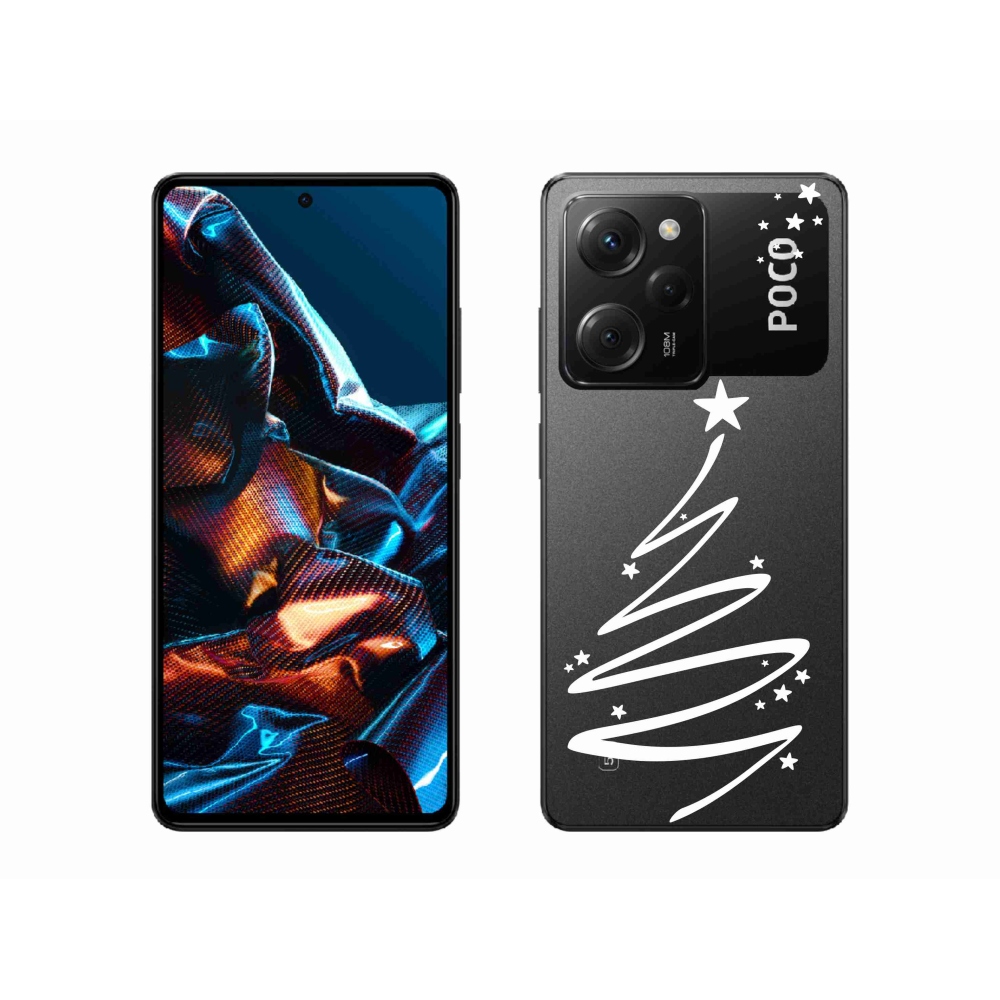 Gélový kryt mmCase na Xiaomi Poco X5 Pro 5G - biely stromček na priehľadnom pozadí