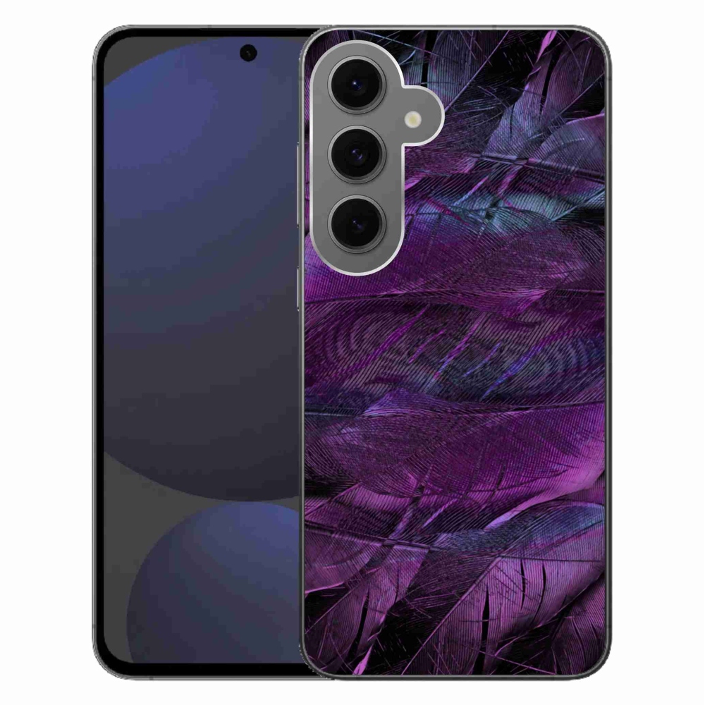 Gélový kryt mmCase na Samsung Galaxy S24 FE - fialové pierka