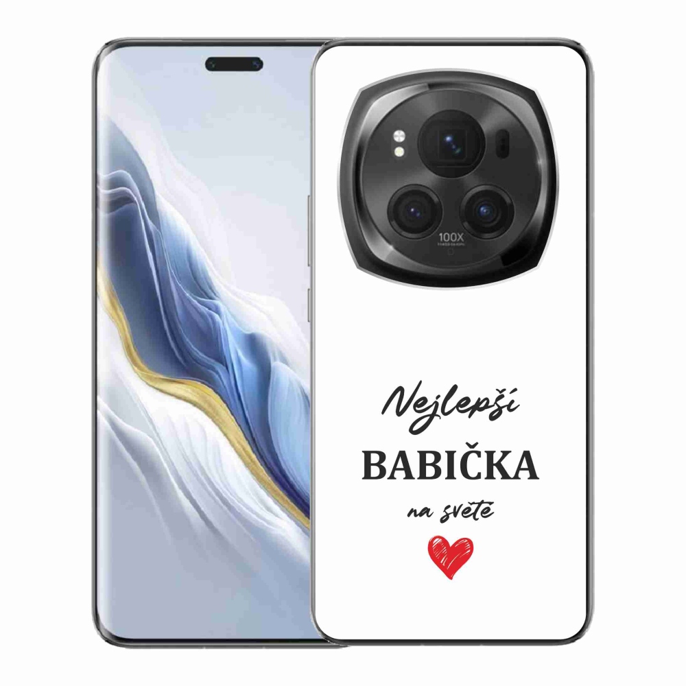 Gélový kryt mmCase na Honor Magic 6 Pro 5G - najlepšia babička 1 biele pozadie