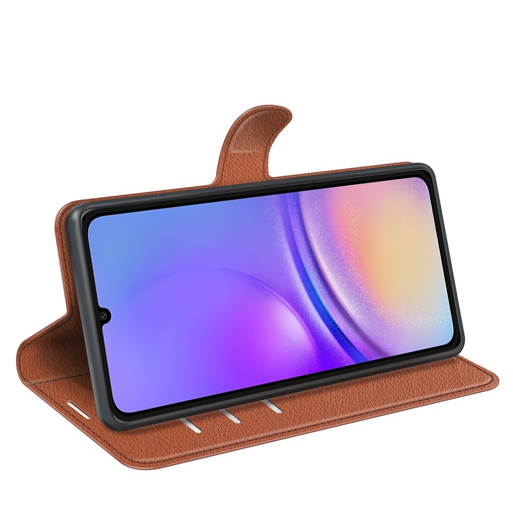Litchi knižkové púzdro na Samsung Galaxy A06 4G - hnedé