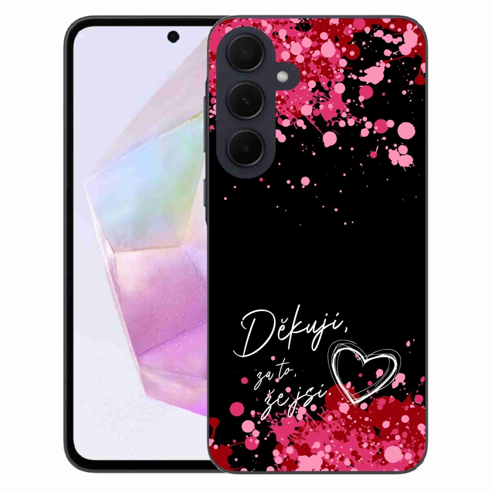 Gélový kryt mmCase na Samsung Galaxy A35 5G - zamilovaný text 2 čierne pozadie