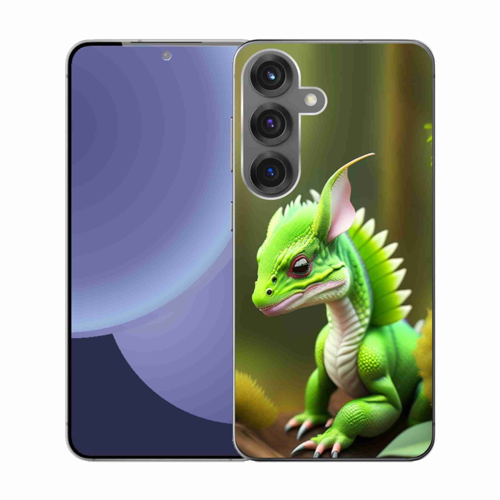 Gélový kryt mmCase na Samsung Galaxy S25 - zelený dráčik