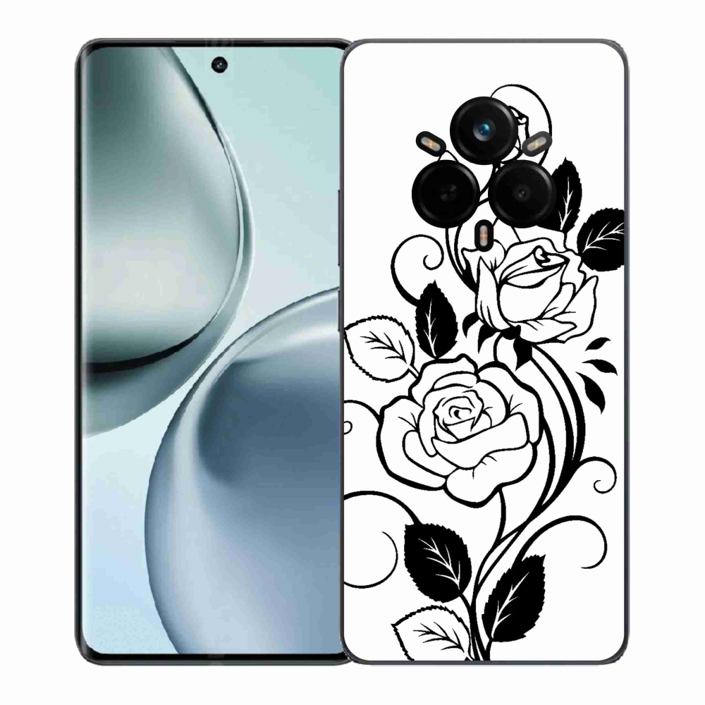 Gélový kryt mmCase na Realme 14 Pro+ 5G - čiernobiela ruža