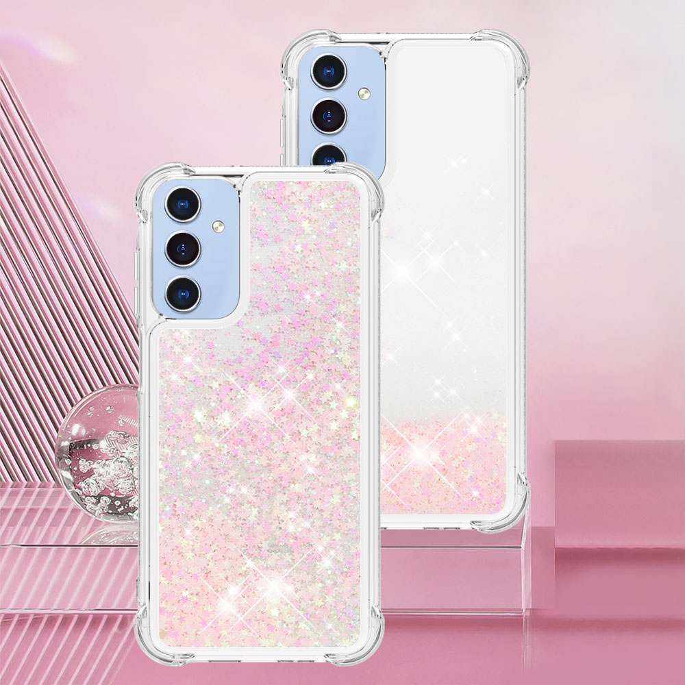 Glitter presýpacie gélový obal na Samsung Galaxy A17 5G - ružový/hviezdičky